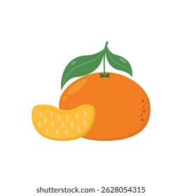 Mandarin Fruit Icon Vector Design.