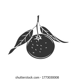 Mandarin glyph icon. Citrus in retro style, fruit vector illustration for design advertising products shop or market.