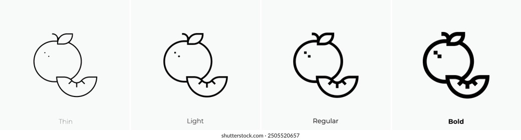 mandarin icon. Thin, Light Regular And Bold style design isolated on white background