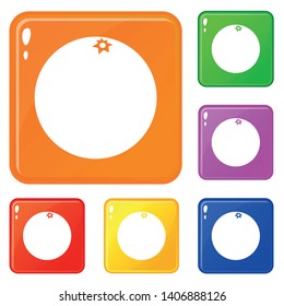 Mandarin icons set collection vector 6 color isolated on white background