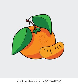 Mandarin with leaves. Vector illustration