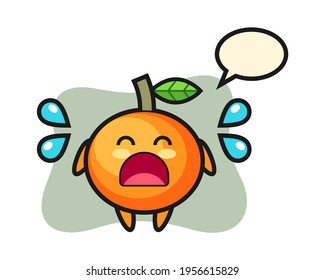 Mandarin orange cartoon illustration with crying gesture, cute style design for t shirt, sticker, logo element