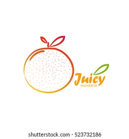 Mandarin orange fruit logo design vector template