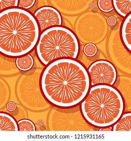 Mandarin orange fruit slice seamless pattern graphics. Vector illustration. Ideal for wallpaper, packaging, fabric, textile, wrapping paper design and any kind of decoration.