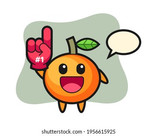 Mandarin orange illustration cartoon with number 1 fans glove, cute style design for t shirt, sticker, logo element