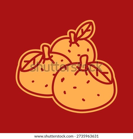 Mandarin orange line icon representing good luck, wealth, and abundance during Chinese New Year celebrations. Perfect for festive food and cultural designs.