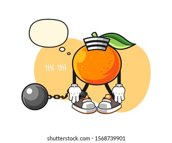 Mandarin orange prisoner with speech bubble cartoon. Mascot Character vector.