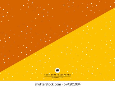 mandarin orange and yellow cute two tone wallpaper with white polka dots