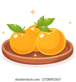 mandarin laranjas planta ícone do vetor de frutas ilustração contorno isolado no fundo branco plano. Ano novo chinês lunar temático.