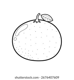 Mandarim em contorno isolado sobre fundo branco. Clipart de frutas preto e branco. Comida saudável. Ótimo para colorir página. Ilustração vetorial