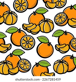 Mandarin pattern background set. Collection icon mandarin. Vector