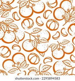 Mandarin pattern background set. Collection icon mandarin. Vector