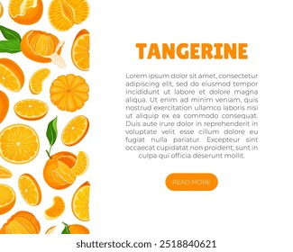 Design de banner de fruta madura mandarim com modelo de vetor de planta exótica