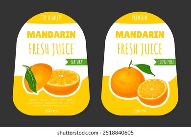 Modelo vetorial de design de rótulo de produto de fruta madura mandarim