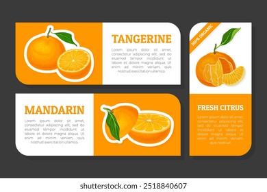 Modelo vetorial de design de rótulo de produto de fruta madura mandarim