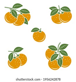 Mandarin set. Collection icons mandarin. Vector