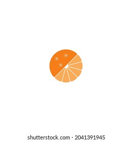 Mandarin and snowflakes on white background