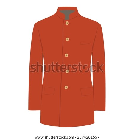 Mandarin suit isolated on white background. Mao suit traditional chinese male jacket. Vector
