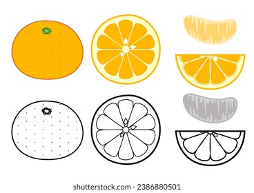 Mandarine icon set with white background.
