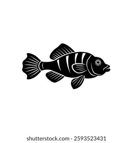 Mandarinfish Silhouette Vector Art Illustration and Black Color Design of Mandarinfish Fish