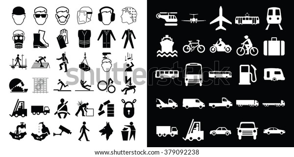Mandatory construction health and safety and\
transport related icon\
collection