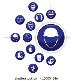 Mandatory construction related icon set one isolated on white background