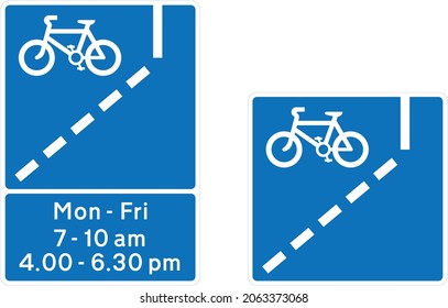 Mandatory with‑flow cycle lane ahead (Alternative types), road signs in the United Kingdom