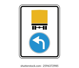 Mandatory Direction Road Sign - Dangerous Goods Vehicles Left Turn Only - High Quality Vectorial Graphic