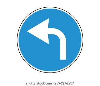 Mandatory Direction Road Sign - Left Turn Only Traffic Regulation - High Quality Vectorial Graphic