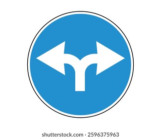 Mandatory Direction Road Sign - Right or Left Turn Traffic Regulation - High Quality Vectorial Graphic