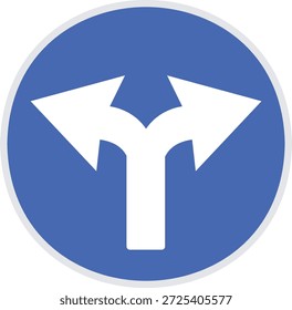 Obligatorisches Fahrtrichtungs-Verkehrszeichensymbol mit Links- oder Rechtsabbiegesymbol für die Straßennavigation und Fahranleitung