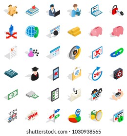Mandatory icons set. Isometric set of 36 mandatory vector icons for web isolated on white background