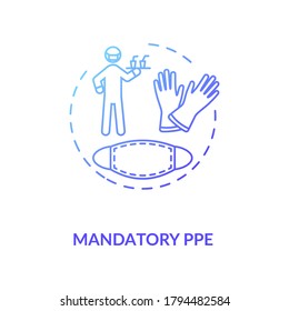 Mandatory PPE concept icon. Cafe and restaurants safety guidelines idea thin line illustration. Protection employees from covid. Vector isolated outline RGB color drawing
