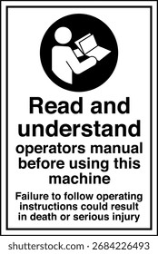 OBRIGATÓRIO Consulte o Manual de instruções Manual do operador Leia e compreenda o manual do operador antes de usar esta máquina