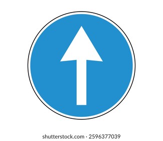 Mandatory Road Sign - Forward Only Safety Symbol - High Quality Vectorial Graphic