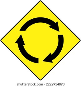 Mandatory Road Sign, Vector illustration, Roundabout Icon 