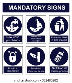Mandatory safety sign set isolated on white background
