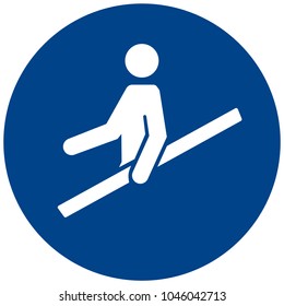 Mandatory safety sign vector- Use handrail symbol, label, sticker