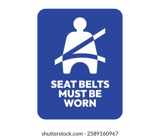 Mandatory Seat Belts Sign Safety Compliance High Quality Vector