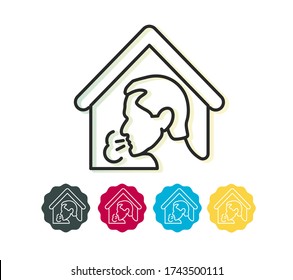 Mandatory Self Isolate - Home Quarantine - Icon as EPS 10 File