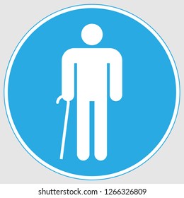 Mandatory Sign: "Door For The Disabled Sign". Door For The Disabled Sign Mandatory Sign on a gray background