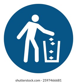 Mandatory sign - Use litter bin isolated on white backgroun. Vector icon
