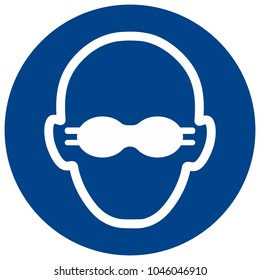 Mandatory sign vector - EYE PROTECTION MUST BE WORN. Opaque eye protection must worn