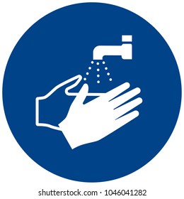 Mandatory sign vector - please wash your hands symbol label, sticker