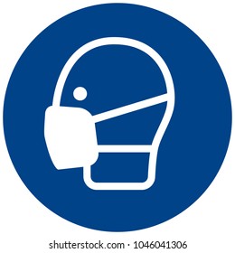 Mandatory sign vector - Safety face mask must be worn, safety protection mask symbol, label, sticker