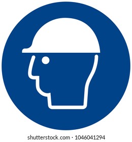 Mandatory sign vector - Wear head protection symbol, label, sticker