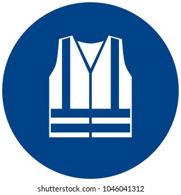 Mandatory sign vector - Wear high visibility clothing, workwear symbol, label, sticker. High visibility clothing must be worn in this area