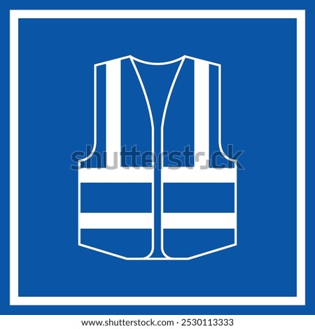 Mandatory sign vector - Wear high visibility clothing, workwear symbol, label, sticker. High visibility clothing must be worn in this area