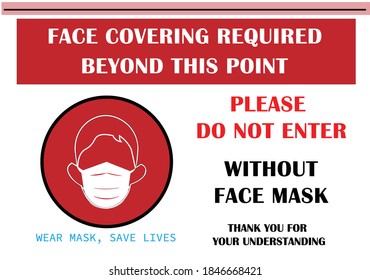 The mandatory sign for wearing mask.  face covering sign. Wear face mask sign. Please do not enter without a face mask.