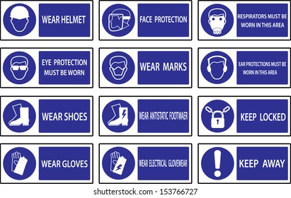 Mandatory  signs , Construction health and safety sign used in industrial applications.